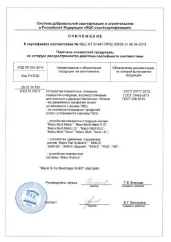 2019.04.04 Саранск - Приложение к сертификату устройства поворотные, откидные, поворотно-откидные, взломоустойчивые. ГОСТ 30777-2012