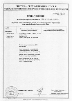 2019.11.16 Саранск - Приложение к сертификату Изделия крепежные из металла, торговая марка Tech-KREP. Серийный выпуск